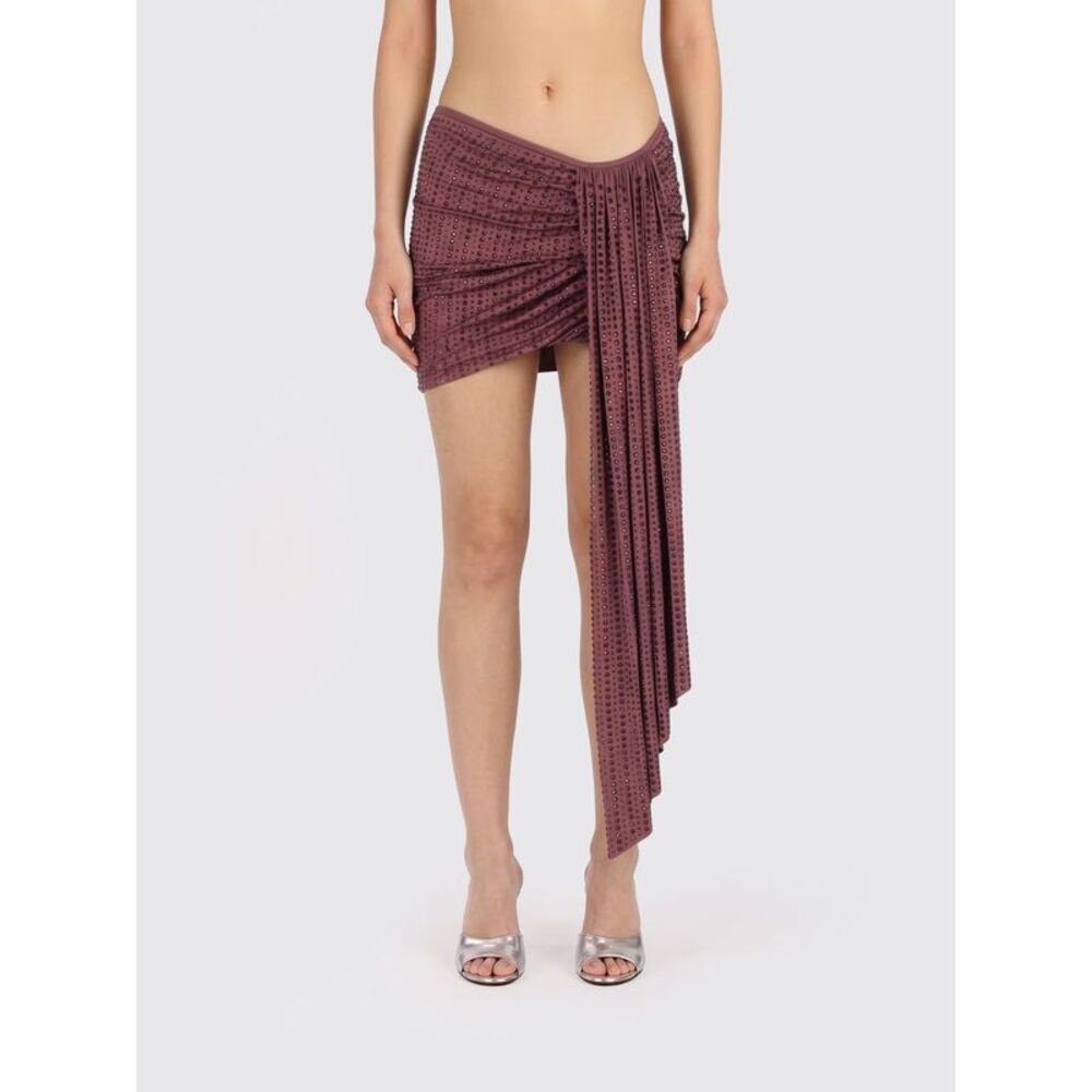 Venuja Women Jersey Mini Skirt With All-Over Rhinestones Venuja